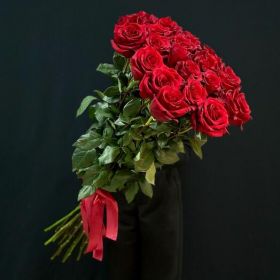 25 гигантских красных роз 150см